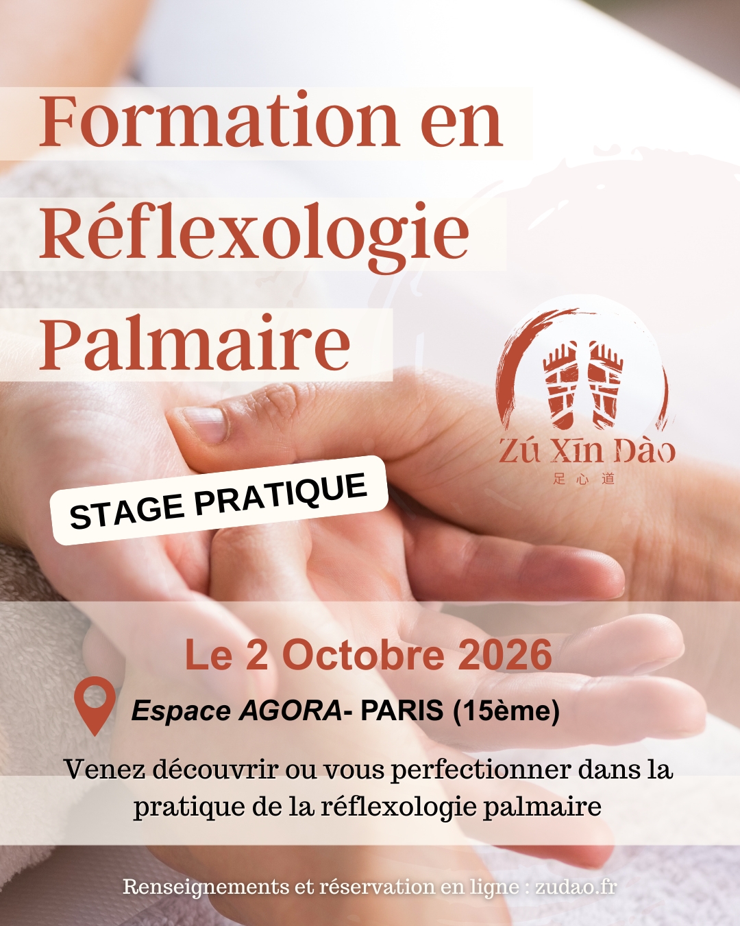 Affiche formation Réflexologie Palmaire 2026 Paris